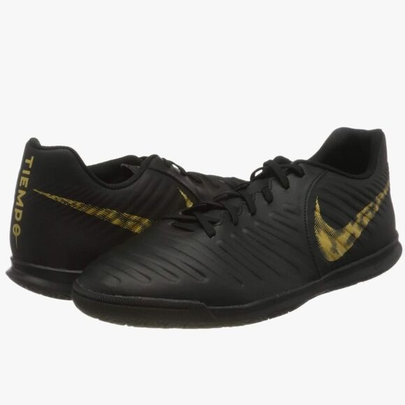 NIKE MEN'S LEGEND CLUB IC BLACK/GOLD SOCCER SNEAKERS - Picture 1 of 15